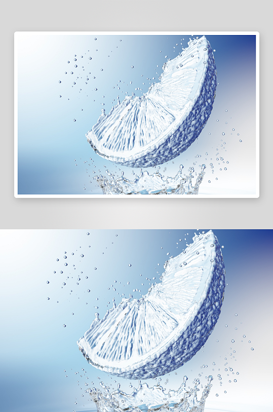 冰冻柠檬切片飞溅水珠-众图网