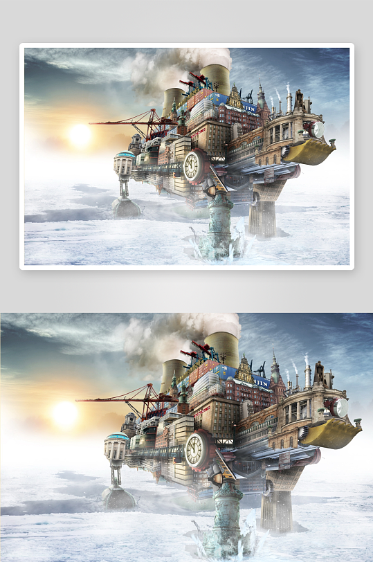 冰原悬浮工业城市奇景-众图网