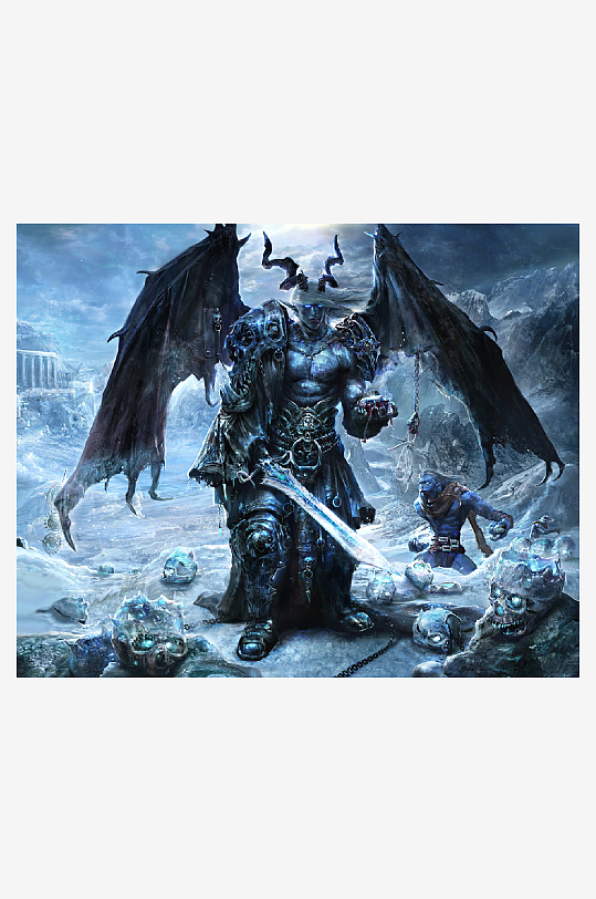 冰原巨兽与骷髅战士对峙-众图网