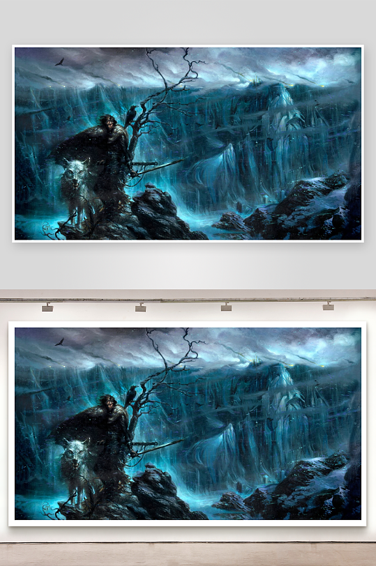 冰原雪狼与持剑人-众图网