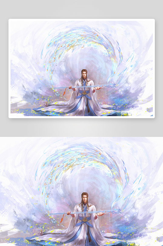 古风仙侠人物持剑立于漩涡之中-众图网