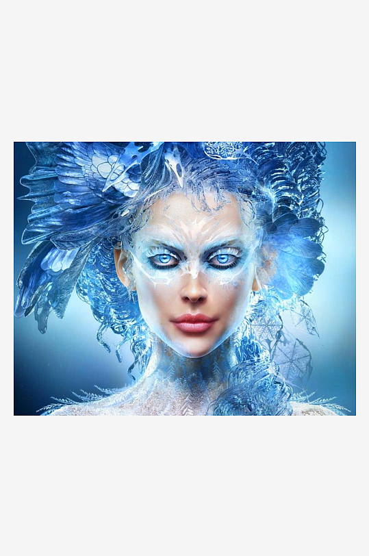 冰晶装饰女性艺术肖像-众图网