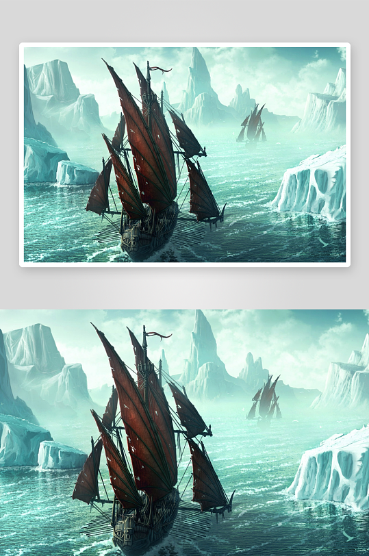 冰海巨舰航行于浮冰之间-众图网