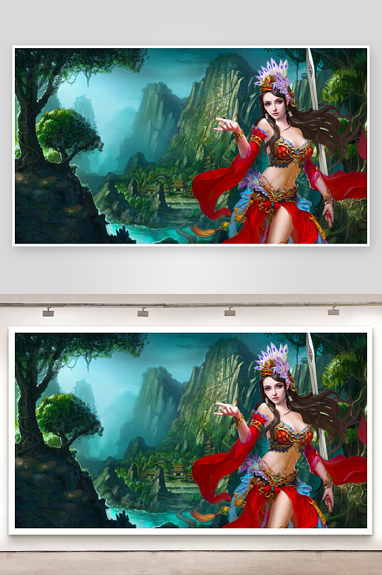 古风仙子立于山水间-众图网