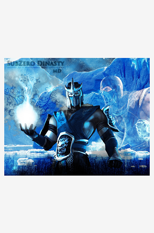 冰蓝盔甲战士释放能量光球-众图网