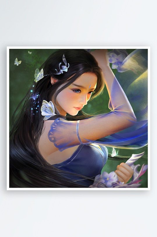 古风女子与蝴蝶共舞之美-众图网