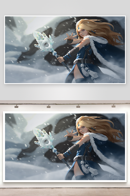 冰雪女战士手持法杖英姿-众图网