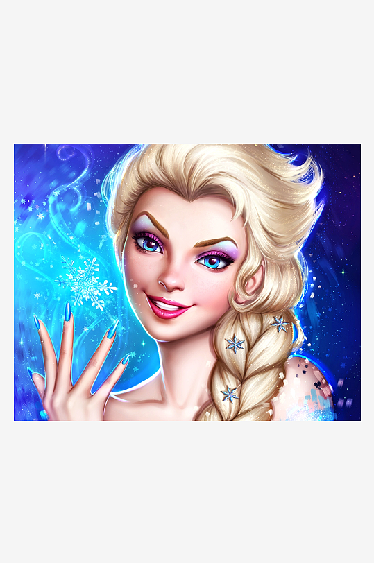 冰雪女王魔法手绘艺术插画-众图网
