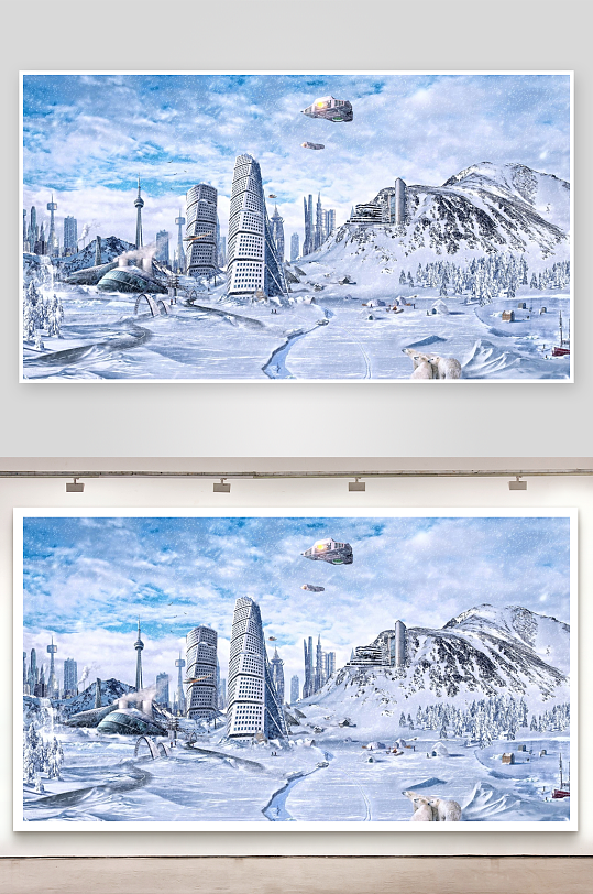 冰雪未来都市与极地风光-众图网