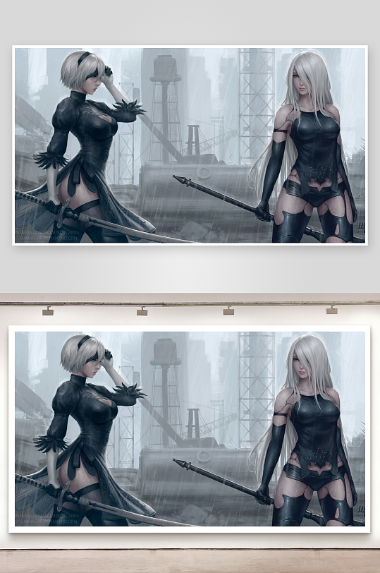 动漫风格女性战士对峙场景-众图网