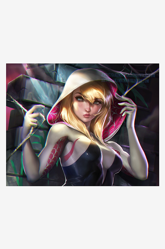 动漫风格女性角色手持弓箭-众图网