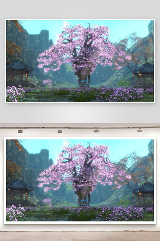 古风庭院樱花盛开美景-众图网