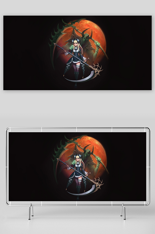动漫风格死神角色与血月背景-众图网
