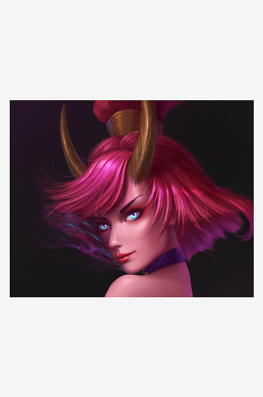 动漫风格粉色头发女性角色-众图网