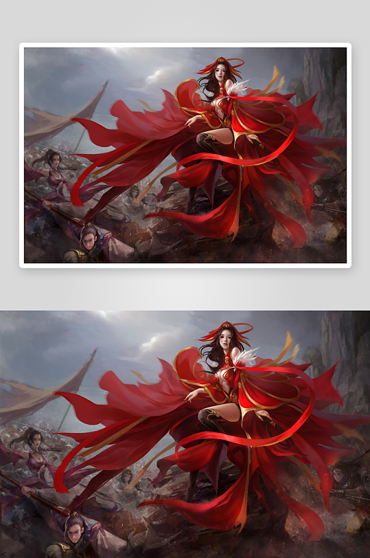 古风战场景象女子飘带飞舞-众图网