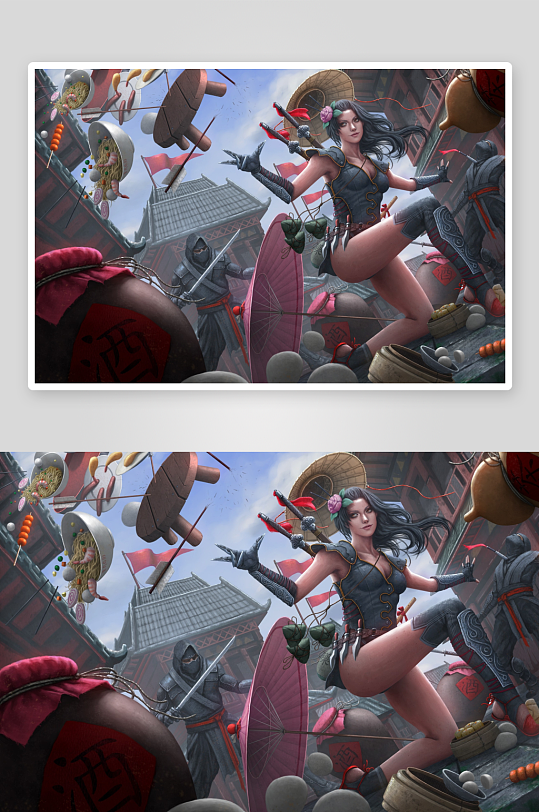 古风战斗场景女子挥剑-众图网