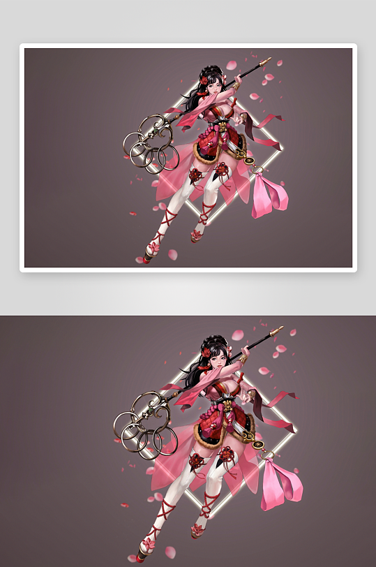 古风持杖女侠空中飘逸-众图网