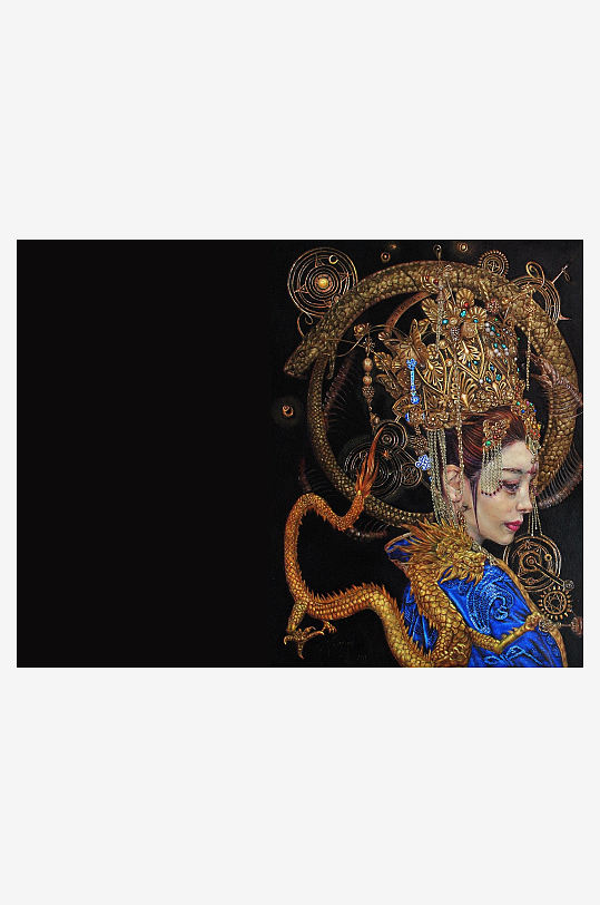 华丽古装仕女图龙饰头冠-众图网