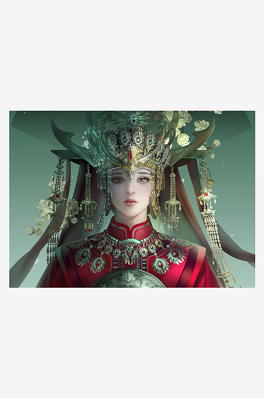 华丽古装女性头饰特写-众图网