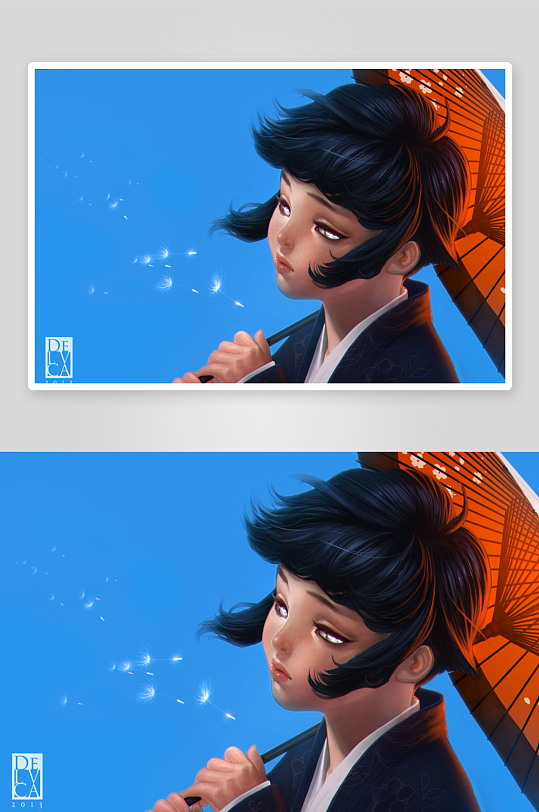 和服少女手持油纸伞-众图网