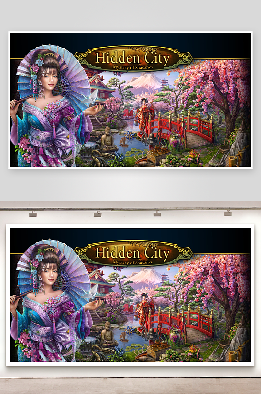 和风庭院美女与樱花美景-众图网