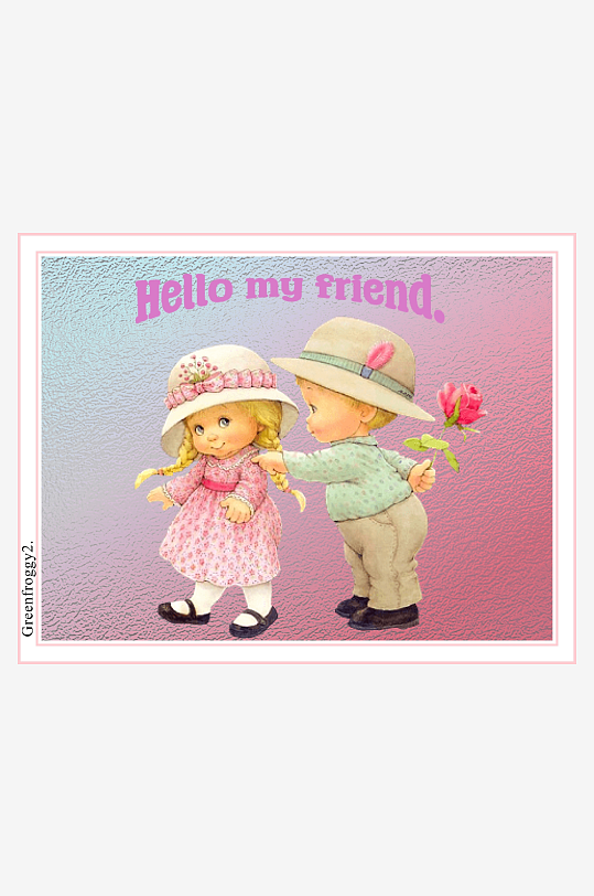 卡通孩童送花友谊画面-众图网