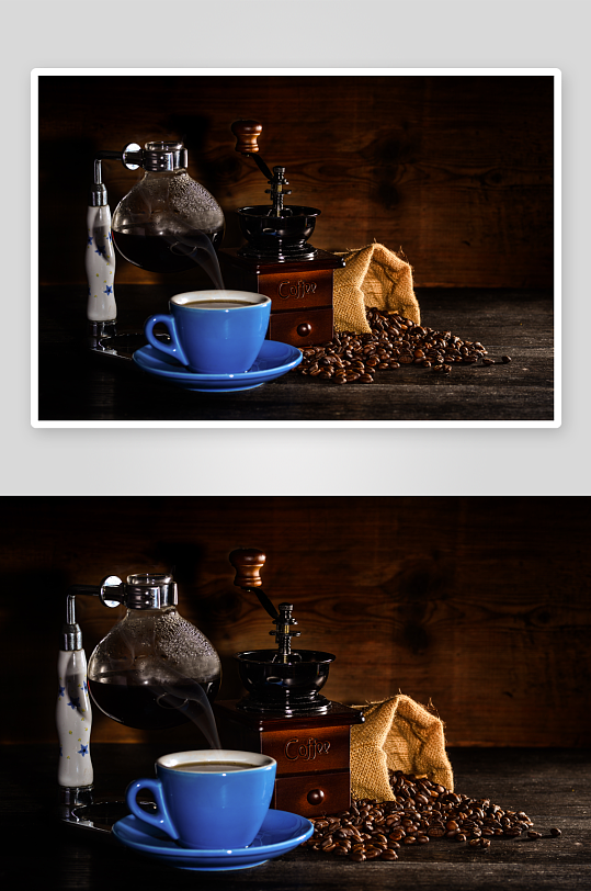 咖啡器具与咖啡豆静物摄影-众图网