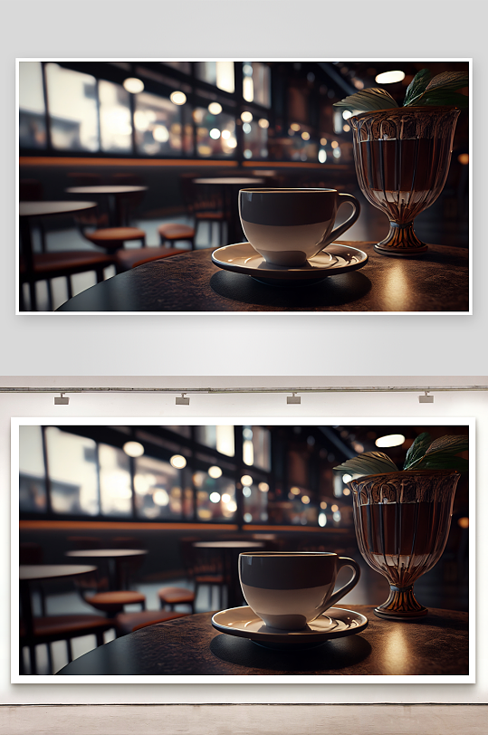 咖啡杯与花瓶静物特写-众图网