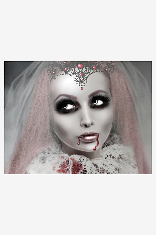 哥特风格新娘妆容特写-众图网