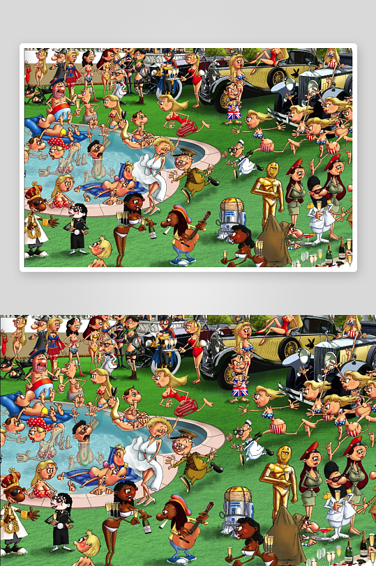 卡通泳池派对热闹非凡-众图网