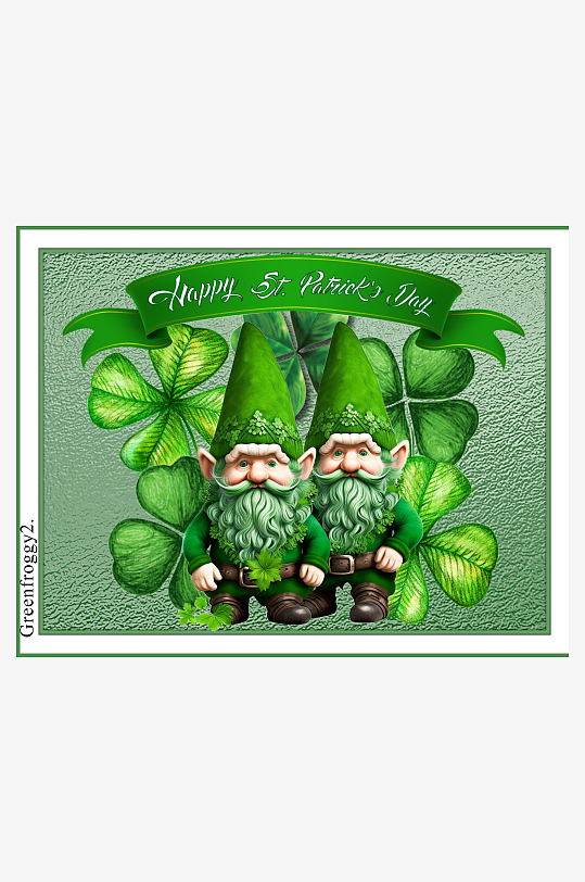 圣帕特里克节双小矮人贺卡-众图网