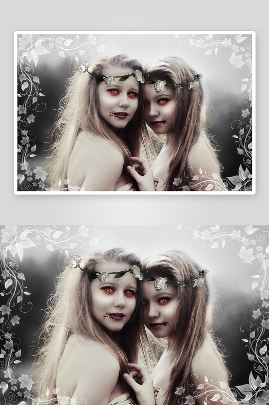 双人仿古妆容艺术写真-众图网