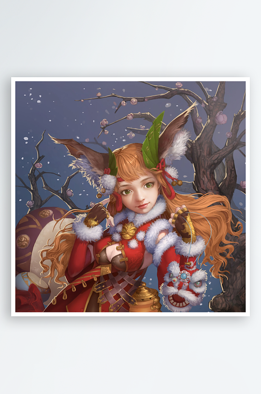 圣诞主题奇幻少女插画-众图网