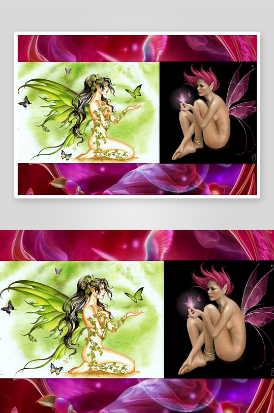 双幅奇幻精灵插画对比-众图网