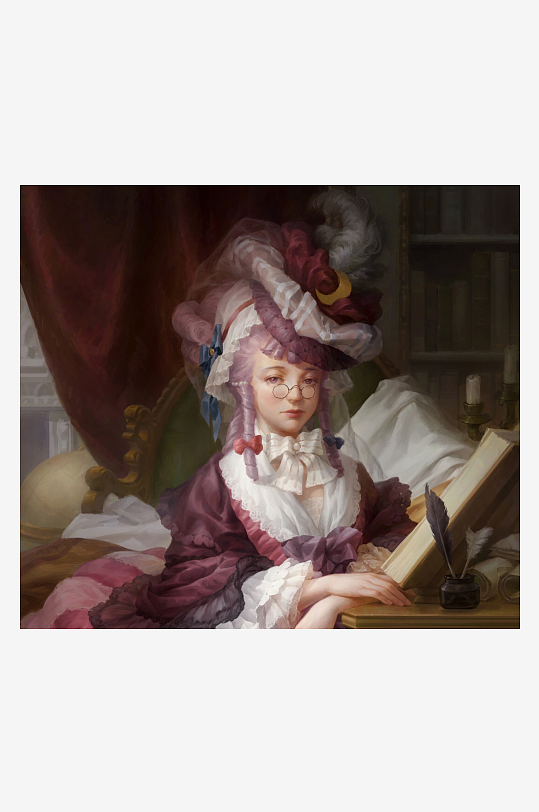 古典仕女阅读图照片摄影-众图网