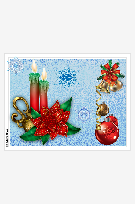 圣诞装饰图案包含蜡烛与花-众图网