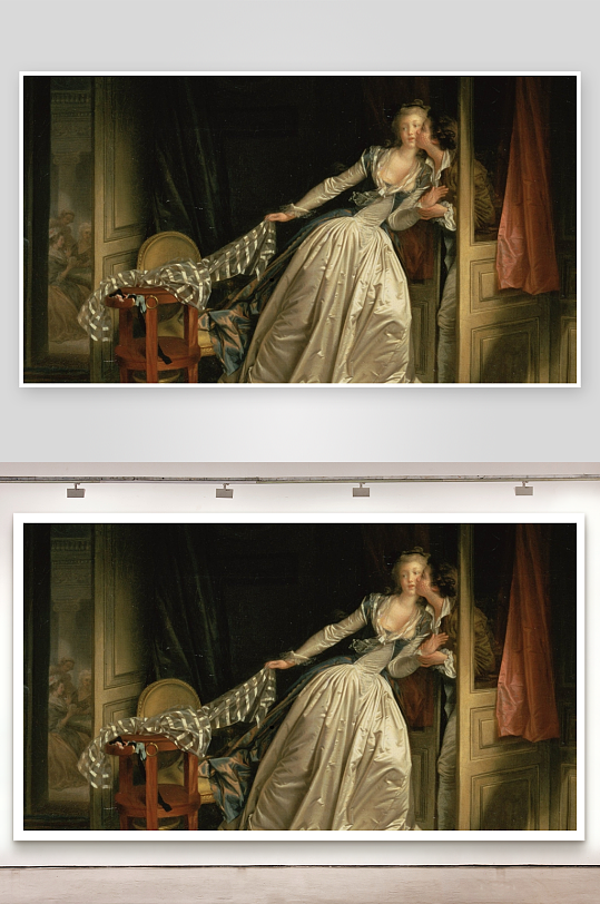 古典油画中女子与男子互动场景-众图网