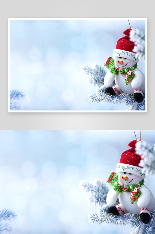 圣诞雪人挂饰树枝上-众图网