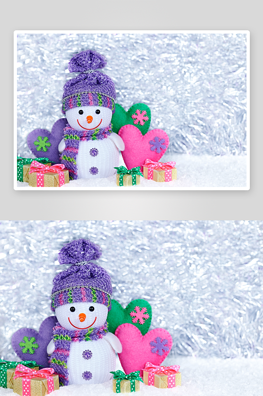 圣诞雪人玩偶与礼物盒-众图网