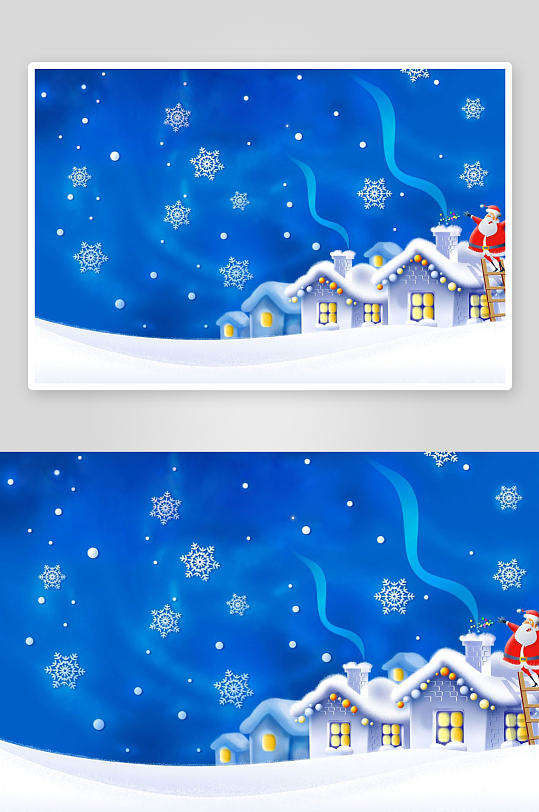 圣诞雪夜老人登屋顶-众图网