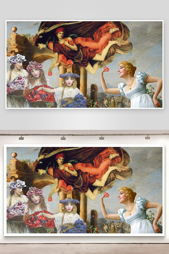 古典画风与现代人物融合的艺术作品-众图网