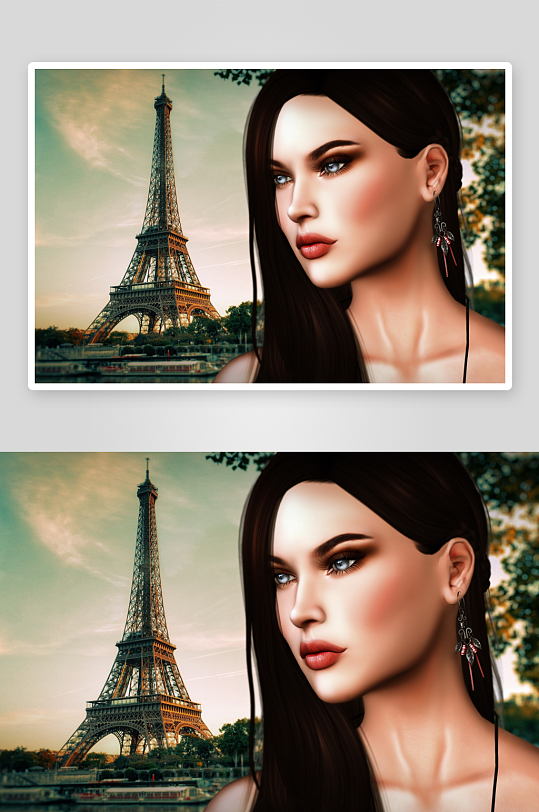 埃菲尔铁塔前的女性肖像-众图网