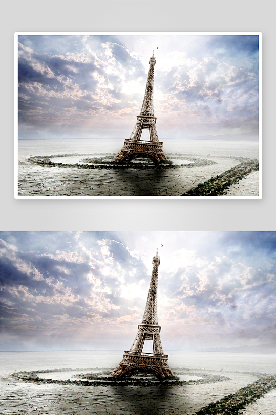 埃菲尔铁塔矗立于干涸大地-众图网