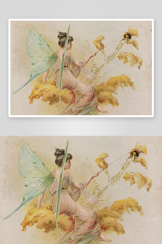 古典美人与蝴蝶梦幻场景-众图网