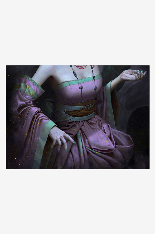 古典美人优雅姿态艺术画-众图网