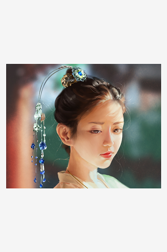 古典美人发饰特写-众图网