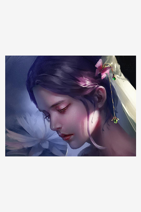 古典美人头像插画-众图网