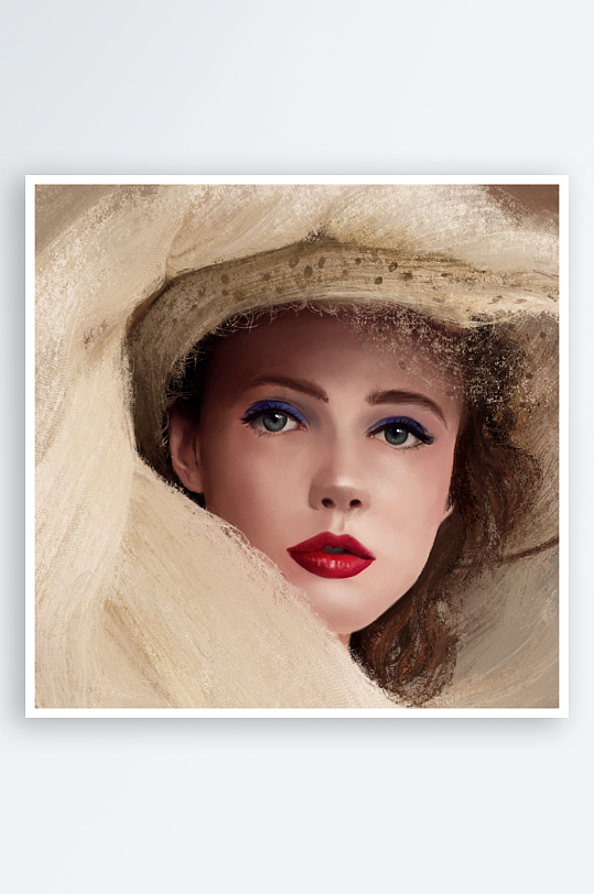 复古风格女性肖像画-众图网