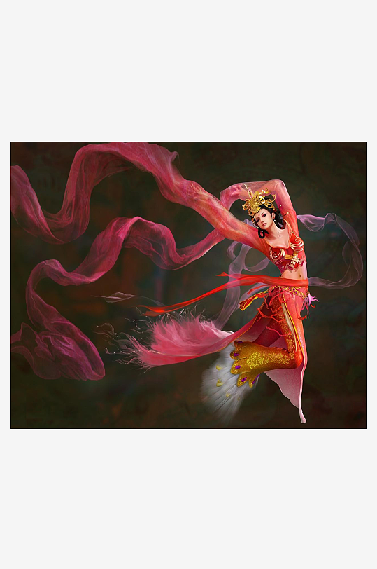 古典舞者飘逸飞天姿态-众图网