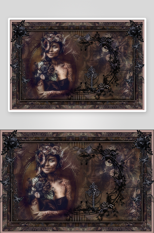 复古风格女性肖像艺术画-众图网